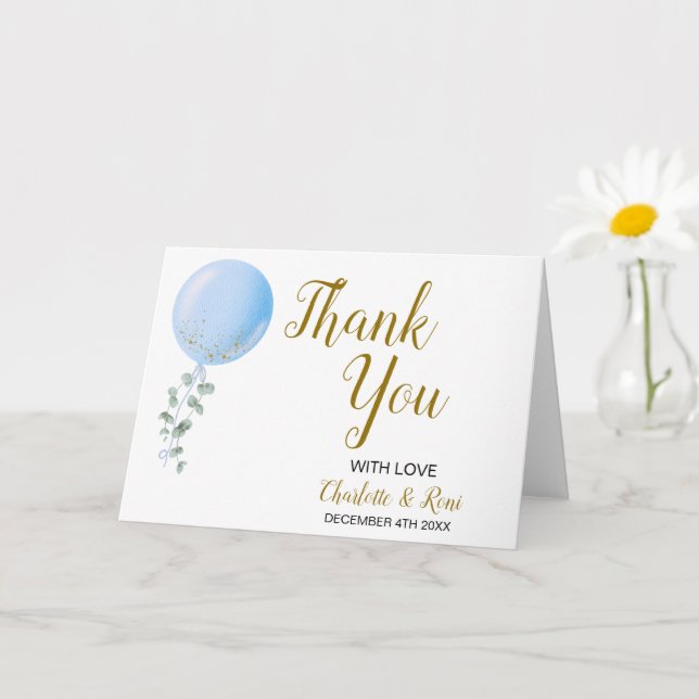 Balloon Theme Baby Shower Folded Thank You Card (Small Plant)