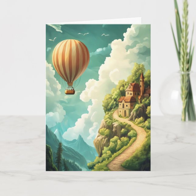 Balloon Travel Landscape Holiday Card (Front)