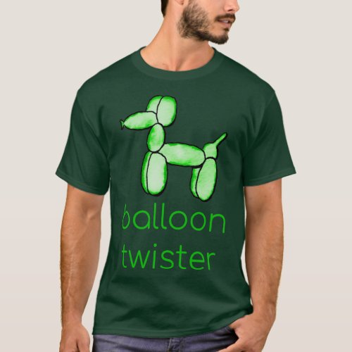 Balloon Twister Green Watercolor Balloon Dog  T_Shirt