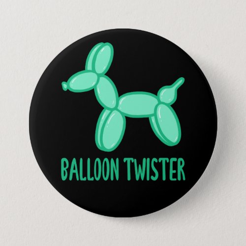 Balloon Twister Minty Green On Black Pin Button