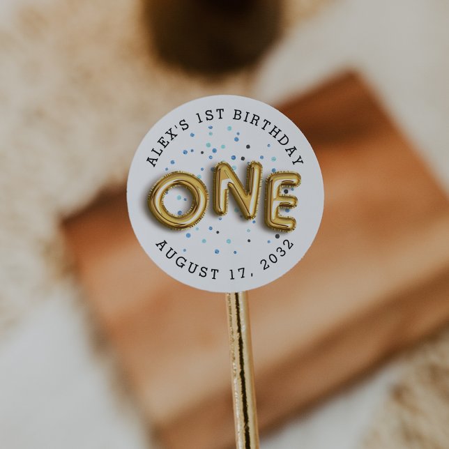 Balloon Type | First Birthday Party Classic Round Sticker (Creator Uploaded)
