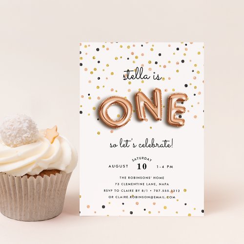 Balloon Type  First Birthday Party Invitation