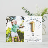 Balloon Type | Photo First Birthday Party Invite (Standing Front)