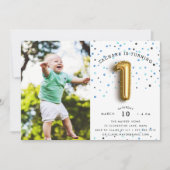 Balloon Type | Photo First Birthday Party Invite (Front)