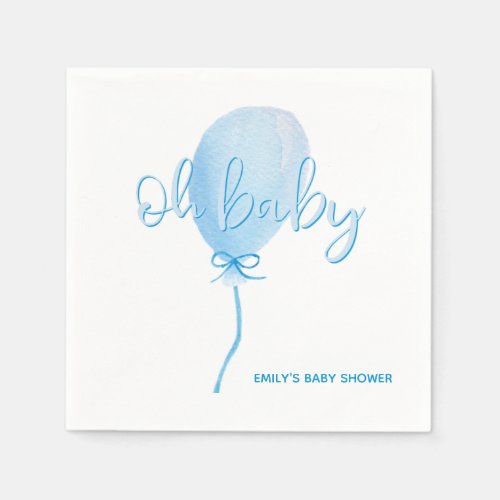 Balloon Watercolor Blue Oh Baby Boy Baby Shower