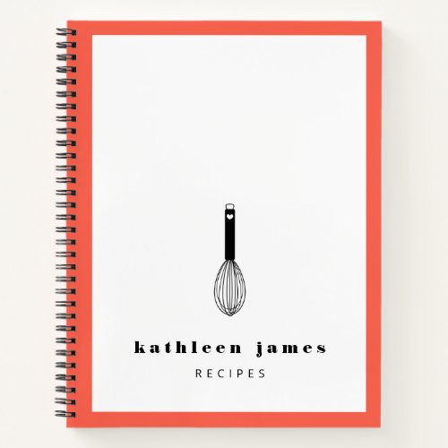 Balloon Whisk Deep Coral White Notebook