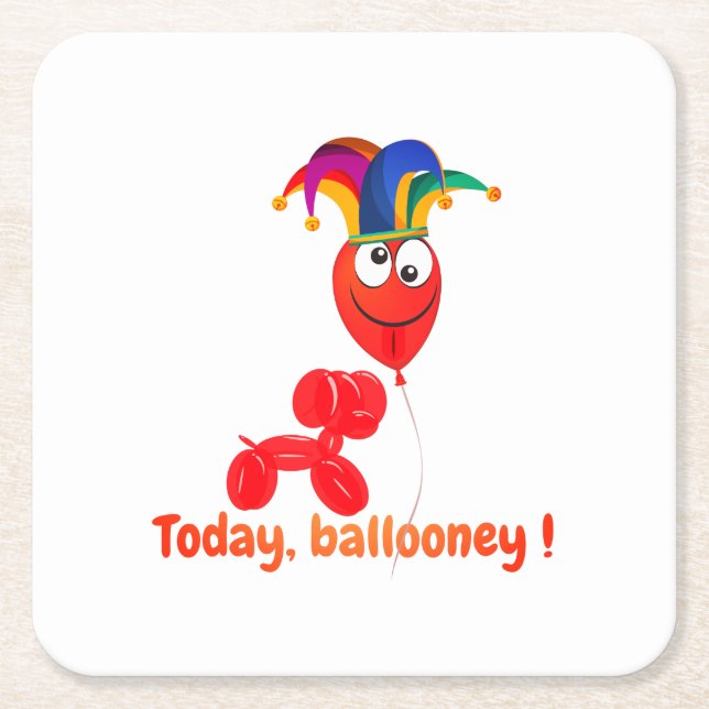 Ballooney Party Square Paper Coaster (Front)
