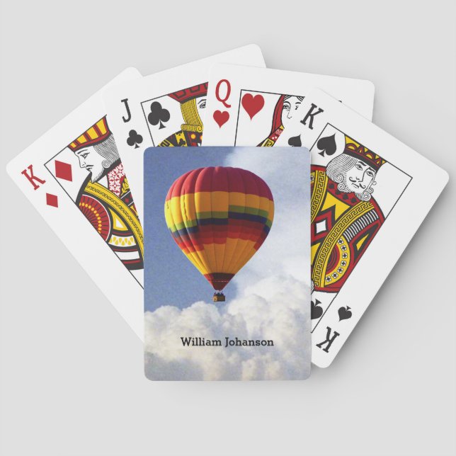 Ballooning Hot Air Balloon in clouds Personalize Poker Cards (Back)