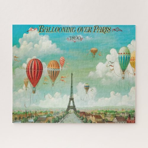 Ballooning Over Paris Art Painting Illustration Jigsaw Puzzle