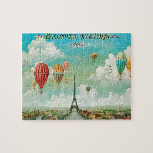 Ballooning Over Paris Art Painting Illustration Jigsaw Puzzle