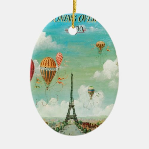 Ballooning Over Paris Ceramic Ornament
