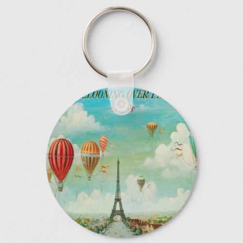 Ballooning Over Paris Keychain