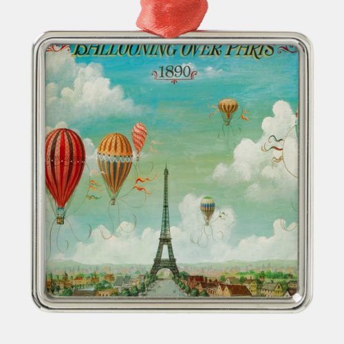 Ballooning Over Paris Metal Ornament