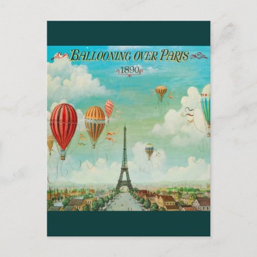 Ballooning Over Paris Postcard