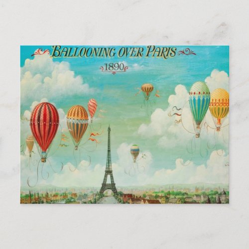 Ballooning Over Paris Postcard