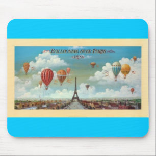 Ballooning Over Paris Print 1890 Mouse Pad