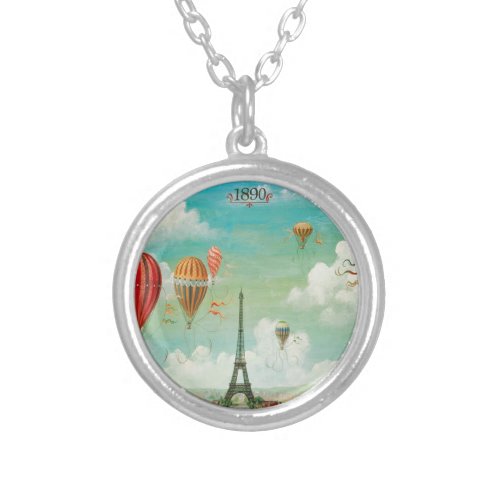 Ballooning Over Paris Silver Plated Necklace