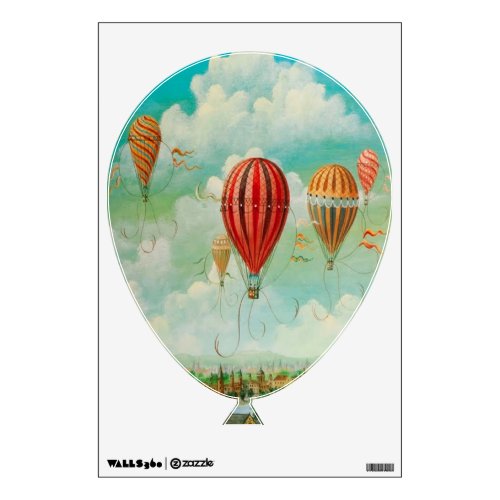 Ballooning Over Paris Vintage Art Wall Decal