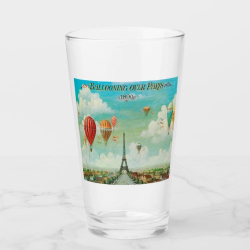 Ballooning Over Paris Vintage Travel Art Glass