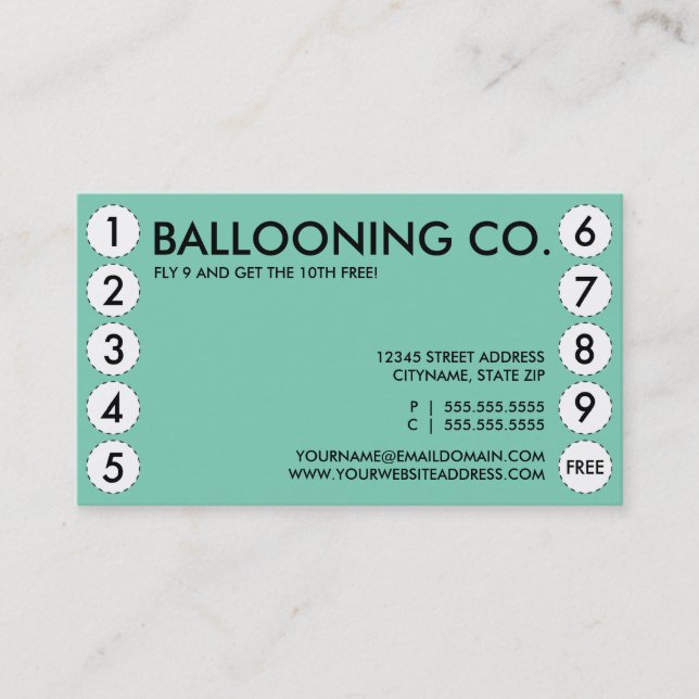 ballooning punch card (Front)
