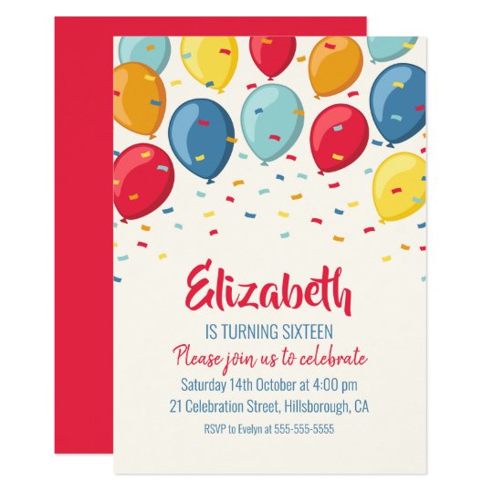 Sweet 16 Birthday Invitation Template Fotojet