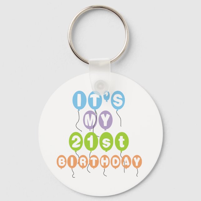 Balloons 21st Birthday Keychain (Front)