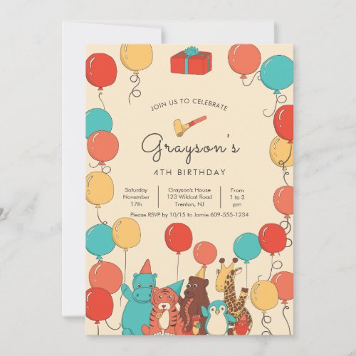 Balloons and Animals Modern Childrens Birthday