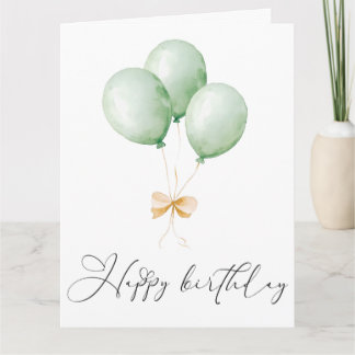 Balloons and Bow Happy Birthday Greeting Card
