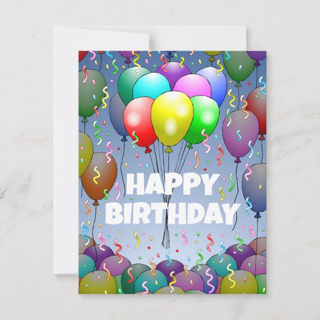 Balloons and  Confetti Birthday Card (Front)