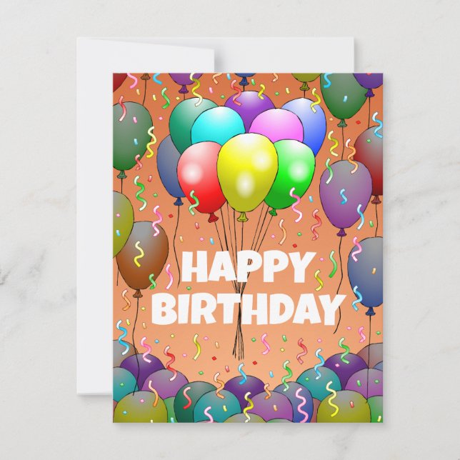 Balloons and  Confetti Birthday Card (Front)