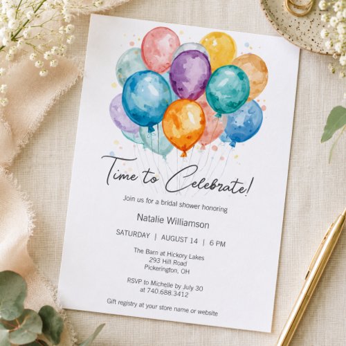 Balloons and Confetti Bridal Shower  Invitation