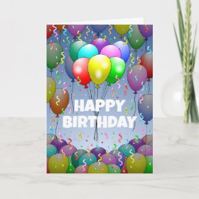 Balloons and  Confetti on a Birthday Card