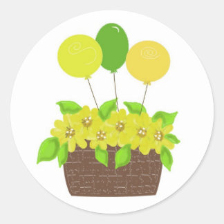 Balloons and Flowers Classic Round Sticker