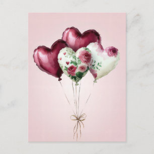 Balloons and Flowers Valentine's Greeting Postcard