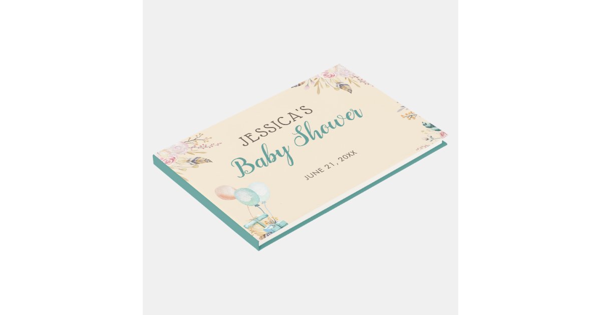 Balloons And Gifts Baby Shower Guest Book Zazzle Com