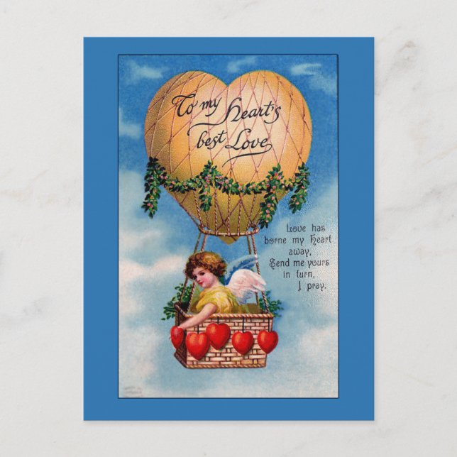 Balloons and Hearts Victorian Valentine Card (Front)