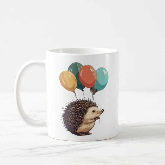 Balloons and Quills: Hedgehog Fun Coffee Mug (Left)