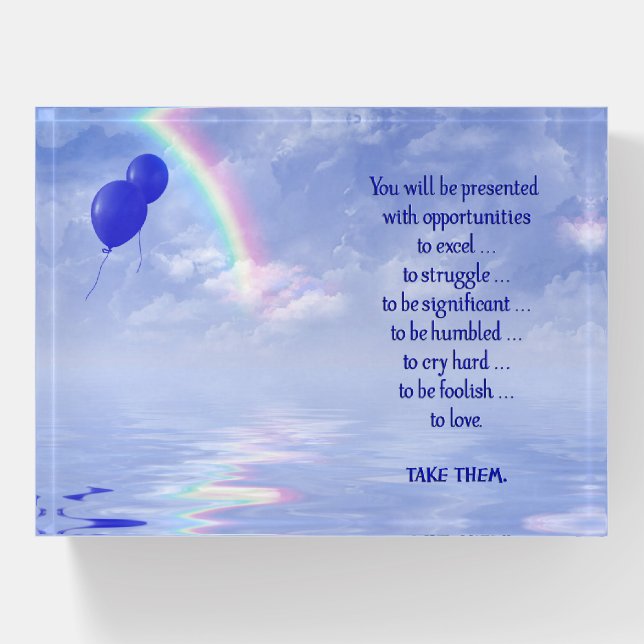 Balloons And Rainbow with Quote Paperweight (Front)