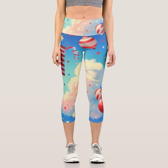 Balloons and Stars Capri Leggings (Front)
