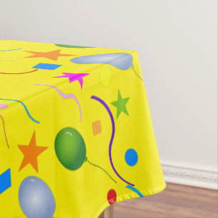 Balloons and Streamers on Colorful Sweet Sixteen Tablecloth