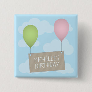 Balloons and Tag Birthday Button