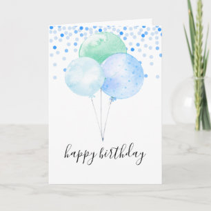 Balloons Baby Boy Birthday Simple Personalized Card