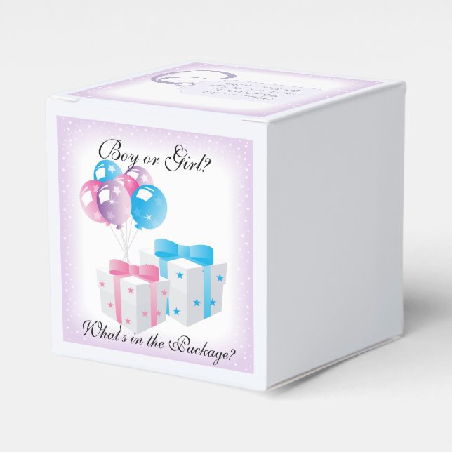 Balloons Baby Gender Reveal Party  Favor Box (Front Side)