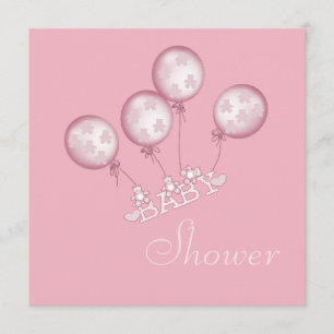 Balloons, Baby Shoes & Jewel Pacifier Baby Shower Invitation