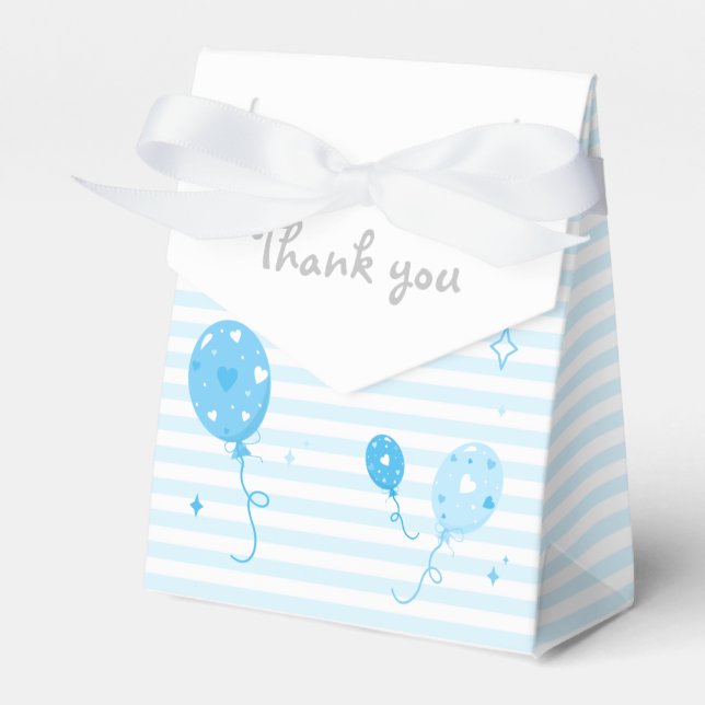 Balloons Baby Shower, Birthday Boy 💙  Favor Box (Front Side)