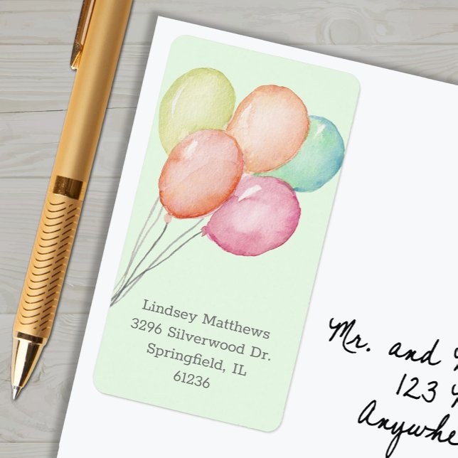 Balloons Baby Shower Green Return Address Label (Balloons on green baby shower return address labels)