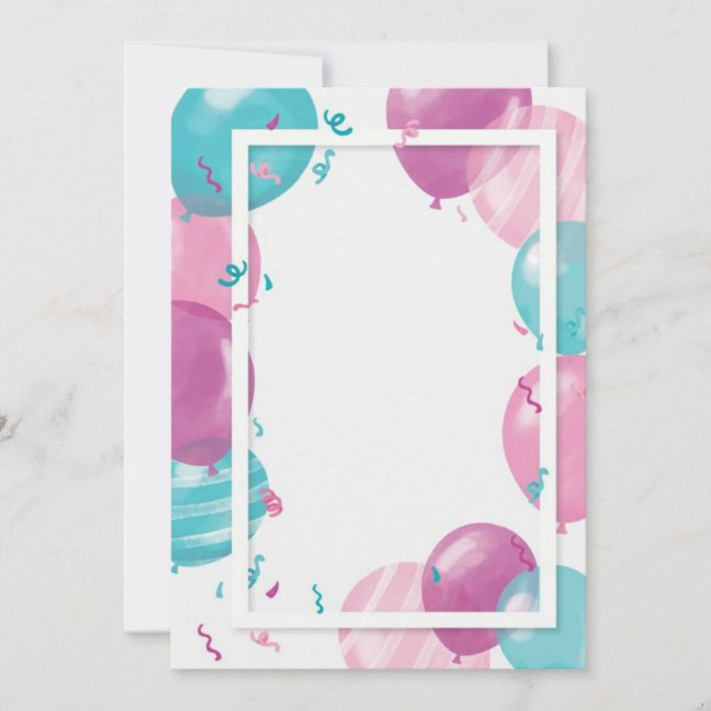 Balloons baby shower invitation template (Front)