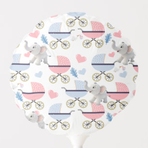 Balloons Baby Stroller Stork Elephant Hearts