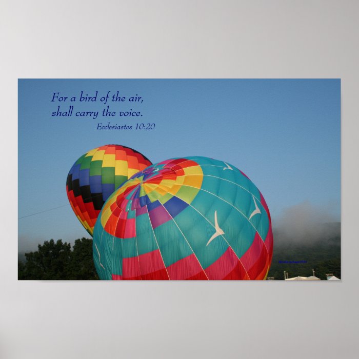 Balloons, birds scripture poster