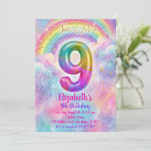 Balloons Birthday 9th Birthday Invitation